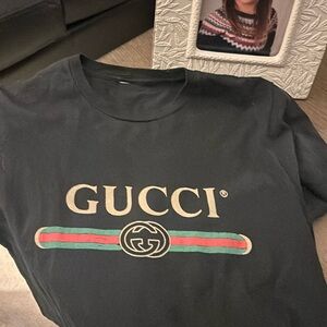 Gucci tee from boutique thrift store tags removed small black worn 3x